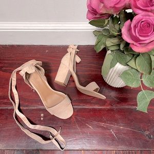 NWOT ASOS NUDE / BLUSH LACE UP BLOCK HEEL SANDALS